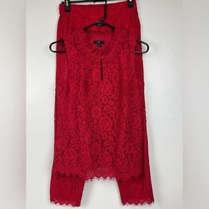 JCrew Set Eyelet top and bottom Womens’ Red sleeveless top and pants